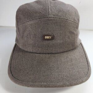 Obey Worldwide Hat Cap Linen & Cotton Hook & Loop Adjustable Light Brown